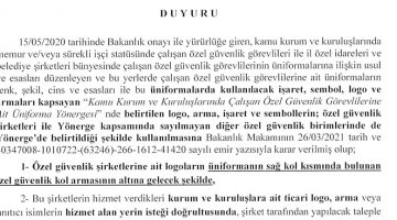 Özel güvenlik şirketleri Bakanlığın belirlediği standart logoyu kullanacak