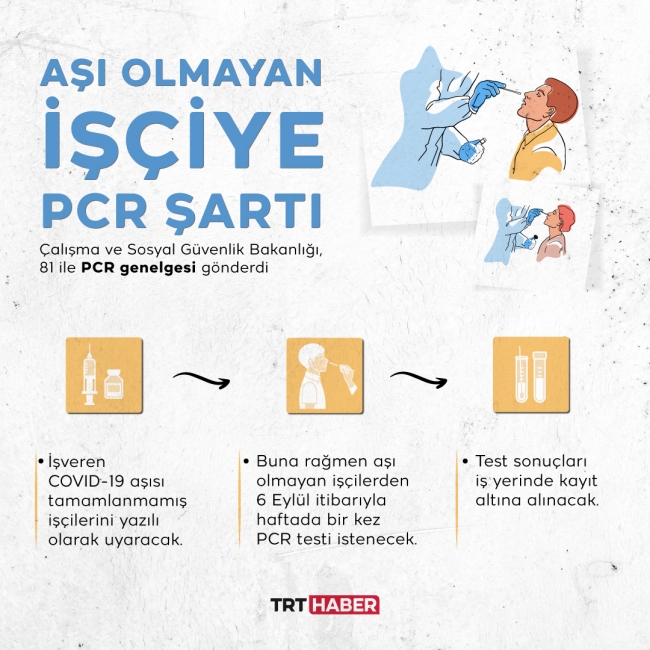 Aşı olmayan işçiye artık PCR şartı