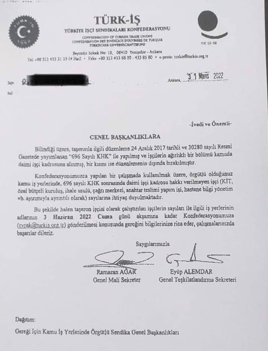 TÜRK İŞ, kadro alamayan işçiler için harekete geçti!