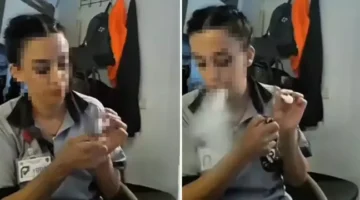 Özel güvenlik görevlisi görev sırasında uyuşturucu madde içerken görüntülendi